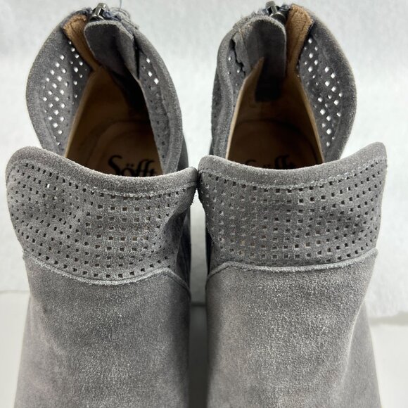 Söfft Seabrook Gray Suede Perforated Wedge Sneakers Back Zipper Closure Size 10M - Picture 6 of 11